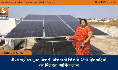 पीएम सूर्य घर मुफ्त बिजली योजना से जिले के 2961 हितग्राहियों को मिल रहा आर्थिक लाभ