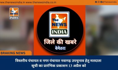 त्रिस्तरीय पंचायत व नगर पंचायत नवागढ़ उपचुनाव हेतु मतदाता सूची का प्रारंभिक प्रकाशन 13 अप्रैल को