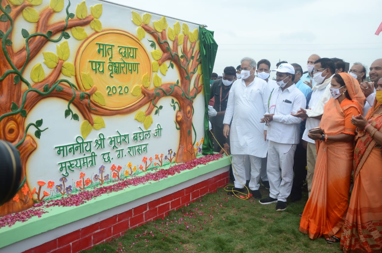मातृ छाया पथ वृक्षारोपण के लोकार्पण अवसर पर मुख्यमंत्री ने रोपा कृष्ण वट और बेल मातृ छाया पथ वृक्षारोपण के लोकार्पण अवसर पर मुख्यमंत्री ने रोपा कृष्ण वट और बेल