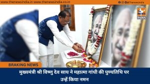 मुख्यमंत्री श्री विष्णु देव साय ने महात्मा गांधी की पुण्यतिथि पर उन्हें किया नमन